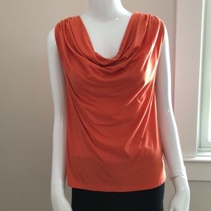 Lilla P Drapped Front Top Burnt Orange Sz XS